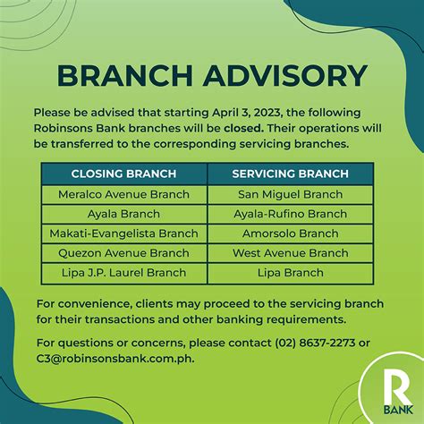 Branch advisory: list of o pen branches as of December 29, 2023 .